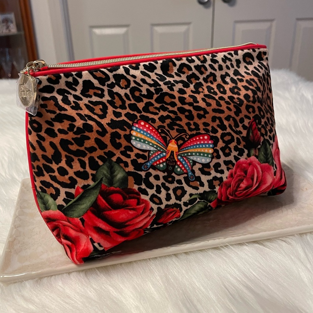 Estee Lauder, Faux Fur, Cosmetic Bag, Zip Closure, Large Size, New